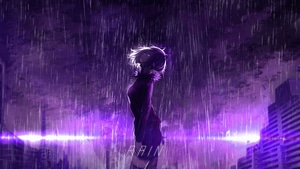 Anime Girl, Anime, Artist, Artwork, Digital Art, Rain, Purple, 4K wallpaper