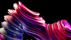 Fractal, AMOLED, 3D Render, Purple, Black background, 4K wallpaper