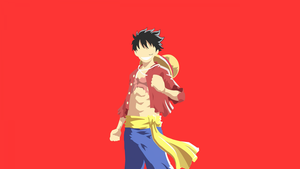 Luffy, Minimalist, Faceless, Red background, 4K wallpaper