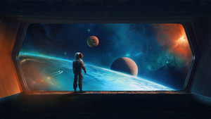 Astronaut, Digital Art, Planets, Spaceship, Space exploration, Aesthetic, 4K wallpaper