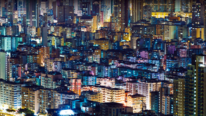 Illuminated, Cityscape, Buildings, Night City, Metropolis, 4K wallpaper