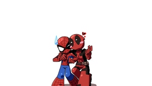 Deadpool, Spiderman, Superheroes, White, 4K wallpaper