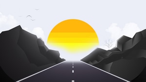 Road, Sun, Landscape, Minimalism, Minimalist, Sunrise, 4K wallpaper