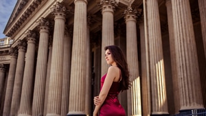 Red Dress, Girls, Model, 4K wallpaper