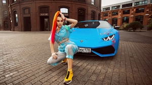 Redhead, Girls, Model, Lamborghini, 4K wallpaper