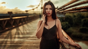 Girls, Black Dress, Model, 4K wallpaper