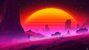 Synthwave, Retrowave, Artist, Artwork, Digital Art, Artstation, 4K wallpaper