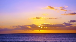 Ocean, Sunset, Nature, Clouds, 4K wallpaper