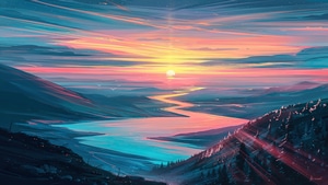 Artist, Artwork, Digital Art, Sunset, Sky, Artstation, 4K wallpaper
