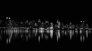 New York, Night City, Dark aesthetic, Reflection, City lights, 4K wallpaper