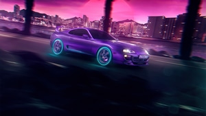Toyota Supra, Toyota, Cars, Artist, Artwork, Digital Art, Synthwave, Artstation, Neon, 4K wallpaper