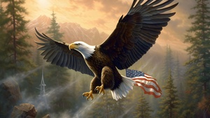 4th of July, Bald eagle, Independence Day, USA Flag, 4K wallpaper
