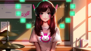 DVa, Cute art, School girl, Overwatch, 4K wallpaper