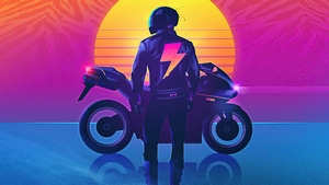 Retrowave, Synthwave, Biker, Artist, Artwork, Digital Art, Dribbble, Outrun, 4K wallpaper