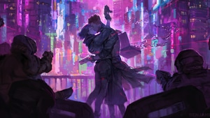 Cyberpunk, Couple, Artist, Artwork, Digital Art, Kissing, Artstation, 4K wallpaper