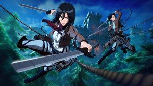 Attack on Titan, Fortnite, Mikasa Ackerman, Levi Ackerman, 4K wallpaper