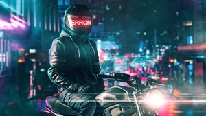 Yamaha, Biker, Artist, Artwork, Digital Art, Neon, Cyberpunk, 4K wallpaper