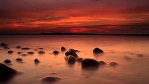 Landscape, Sunset, Nature, Rocks, 4K wallpaper