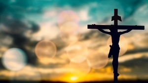 Jesus Cross, Silhouette, Sunset, 4K wallpaper