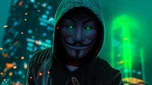 Anonymus, Mask, Neon, 4K wallpaper
