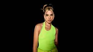 Dua Lipa, Black background, AMOLED, 4K wallpaper