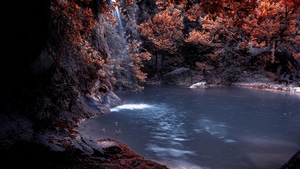 Waterfall, Lake, Forest, Nature, 4K wallpaper
