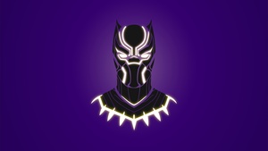 Black Panther, Cartoon, Minimalist, Purple background, 4K wallpaper