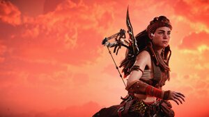 Aloy, Sunset Orange, Horizon Zero Dawn, 4K wallpaper