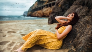 Girls, Model, Beach, 4K wallpaper