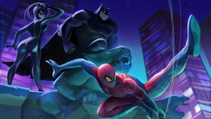 Batman, Spiderman, Catwoman, Superheroes, Artwork, Artstation, 4K wallpaper
