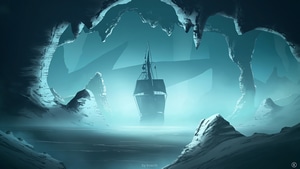 Ship, Glacier, Artist, Artwork, Digital Art, Artstation, 4K wallpaper