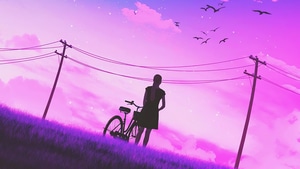 Vaporwave, Bicycle, Alone, Artist, Artwork, Digital Art, 4K wallpaper