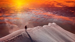 Alone, Mountains, Sunset, Nature, 4K wallpaper