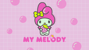 My Melody, Cute cartoon, Pink, Pink text, 4K wallpaper
