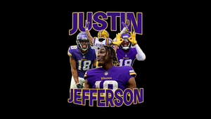 Justin Jefferson, Minnesota Vikings, Wide receiver, American football player, Black background, 4K wallpaper