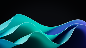 Windows 11, Teal, Dark Mode, Waves, Stock, Black background, 4K wallpaper