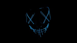 LED mask, Glow in dark, Purge mask, Face Mask, Scary mask, Black background, 4K wallpaper