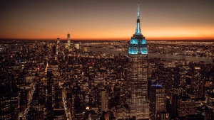 New York City, Empire State Building, Cityscape, City lights, Sunset, 4K wallpaper