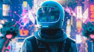 Astronaut, Artist, Artwork, Digital Art, Neon, 4K wallpaper