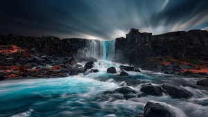 Waterfall, Rocks, Nature, 4K wallpaper