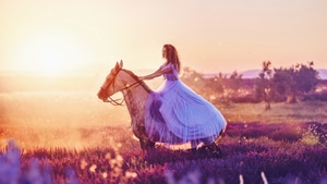 Women, Girls, Horse, Field, 4K wallpaper