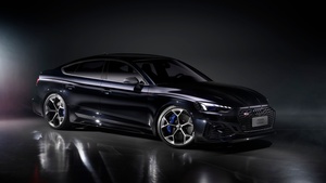 Audi RS 5 Sportback competition, Sports sedan, Black cars, Dark background, 4K wallpaper
