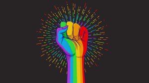 LGBTQ, Fist, Rainbow colors, Dark background, 4K wallpaper