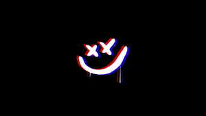 Drippy smiley, Black background, Simple, 4K wallpaper