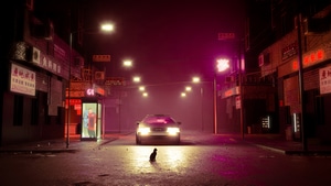 Cat, Road, Delorean, Cars, Artist, Artwork, Digital Art, Artstation, 4K wallpaper
