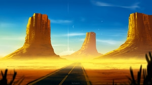 Desert, Road, Artist, Artwork, Digital Art, Deviantart, 4K wallpaper