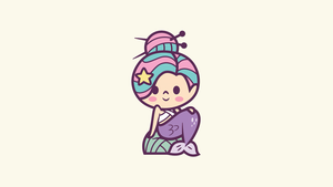 Cute mermaid, Disney Princess, Kawaii cartoon, Simple, 4K wallpaper