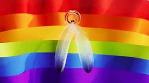 Ribbons, Rainbow, LGBTQ, Pride, Feathers, Colorful background, 4K wallpaper