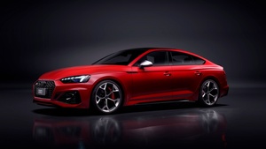 Audi RS 5 Sportback competition, 2023, Dark background, Red cars, Sports sedan, 4K wallpaper