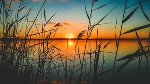 Lake, Sunset, Nature, 4K wallpaper